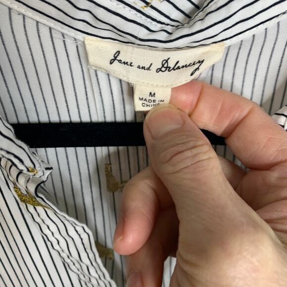 Jane & Delancey Flowy Top Striped w Cheetah Leopard Design Medium - Picture 8 of 9